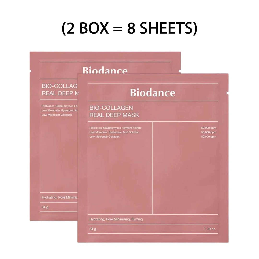 Two Biodance Bio-Collagen Real Deep Mask packages on a white background
