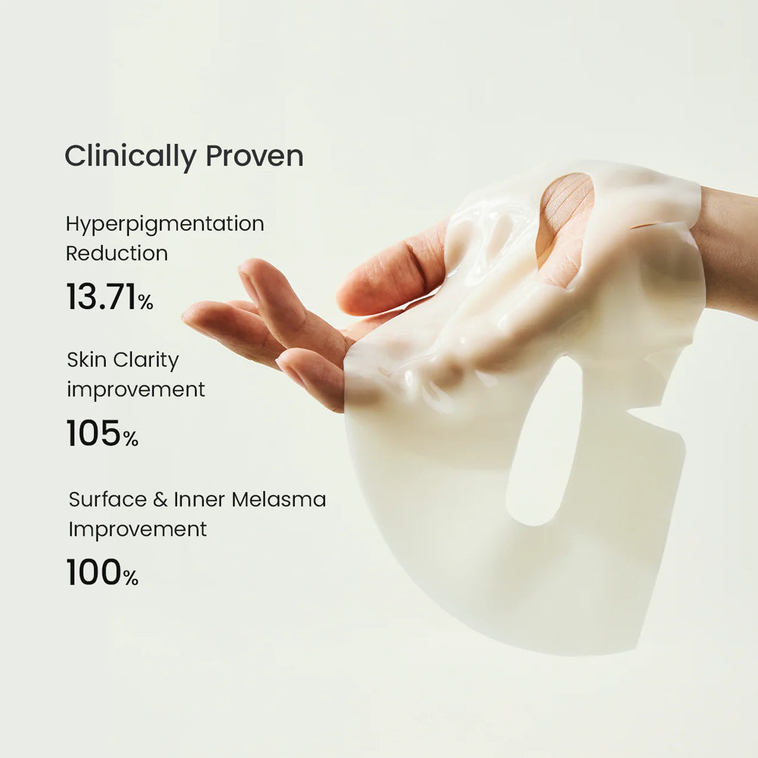 Hand holding a white sheet with text on clinical proven benefits on a light background