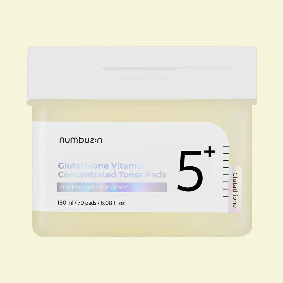 Numbuzin Glutathione Vitamin C Concentrated Toner Pads packaging on a light yellow background