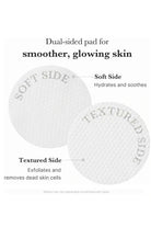 Dual-sided pad for smoother, glowing skin with soft and textured sides on a white background.