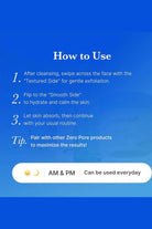 Instructions on how to use a skincare product with a blue background