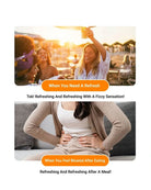 A promotional graphic with two lifestyle photos and text. The top photo shows three women laughing outdoors at sunset, with an orange label reading 'When You Need A Refresh' and black text below.