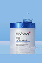 Medicube Zero Pore Pad 2.0 packaging with a blue background