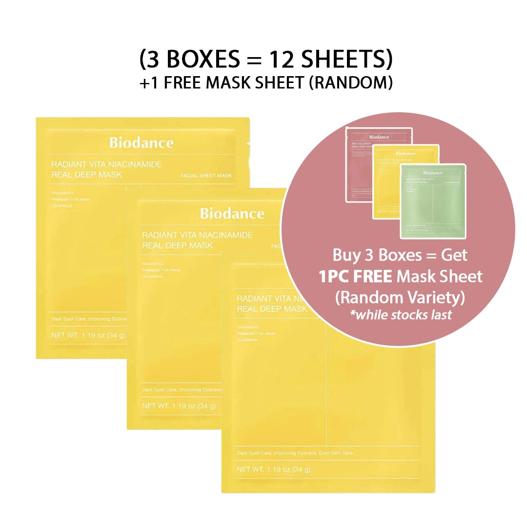 Biodance sheet masks with promotional text on a white background