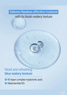 Product with bluish watery texture on a light blue background