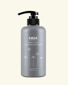 A 300 ml bottle of MBA Bio Bala Derma Scalp Black Turn Hair Shampoo, featuring a matte gray bottle and a black pump dispenser, set against a solid cream background.