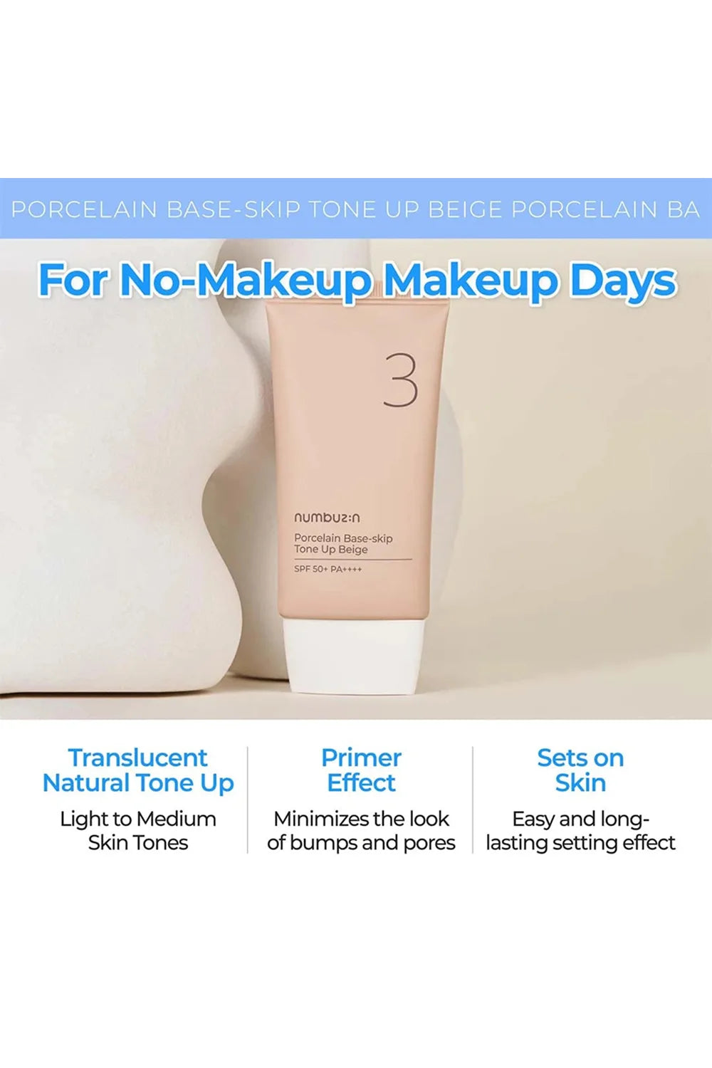 Skincare product with text on a light background