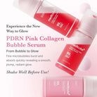 PDRN Pink Collagen Bubble Serum with promotional text on a white background