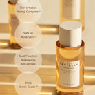 Skincare bottle with features highlighted on a blurred background