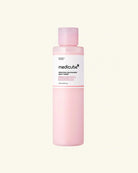 A bottle of medicube Hydra-Pure Rejuvenate Body Toner in a soft pink translucent bottle with a white label, centered on a light cream background.