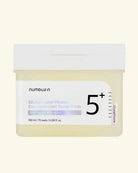 Numbuz·n Glutathione Vitamin 5+ Concentrated Toner Pads in a translucent pale yellow jar with a white lid and white label, shown on a light cream background.
